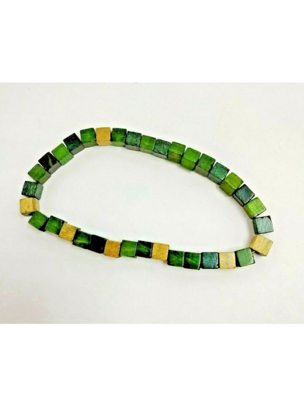 Anklet Bracelet Wood Bead Stretch Green 9 inch Summer Beachwear